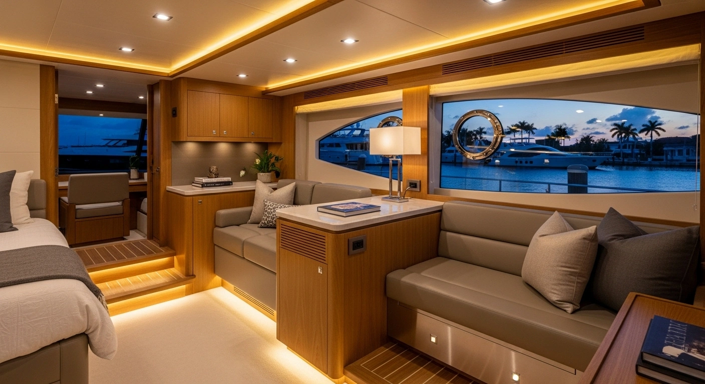 Marine interior lighting design LED ambient task accent lighting layers boat transformation
